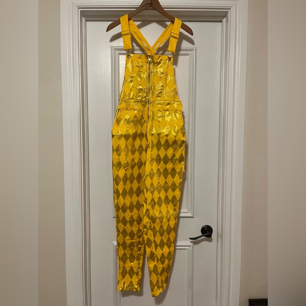 Birds of Prey Adult Size Small Harley Quinn Yellow Gold Overalls Jumpsuit - Picture 2 of 10